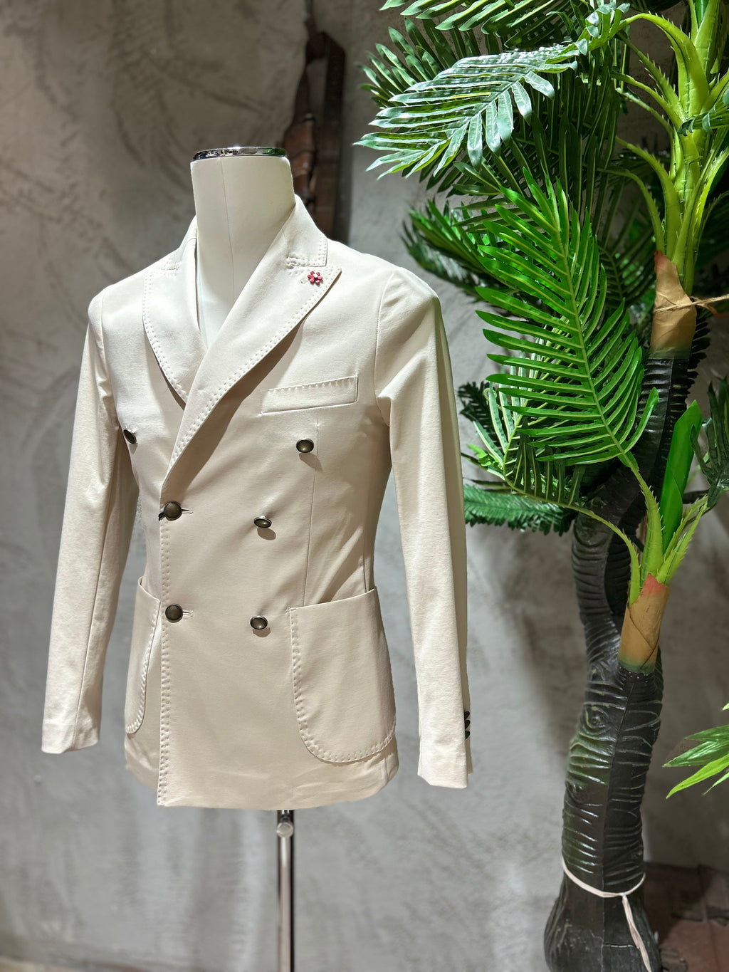 GIACCA DOPPIOPETTO - PANNA,BLU