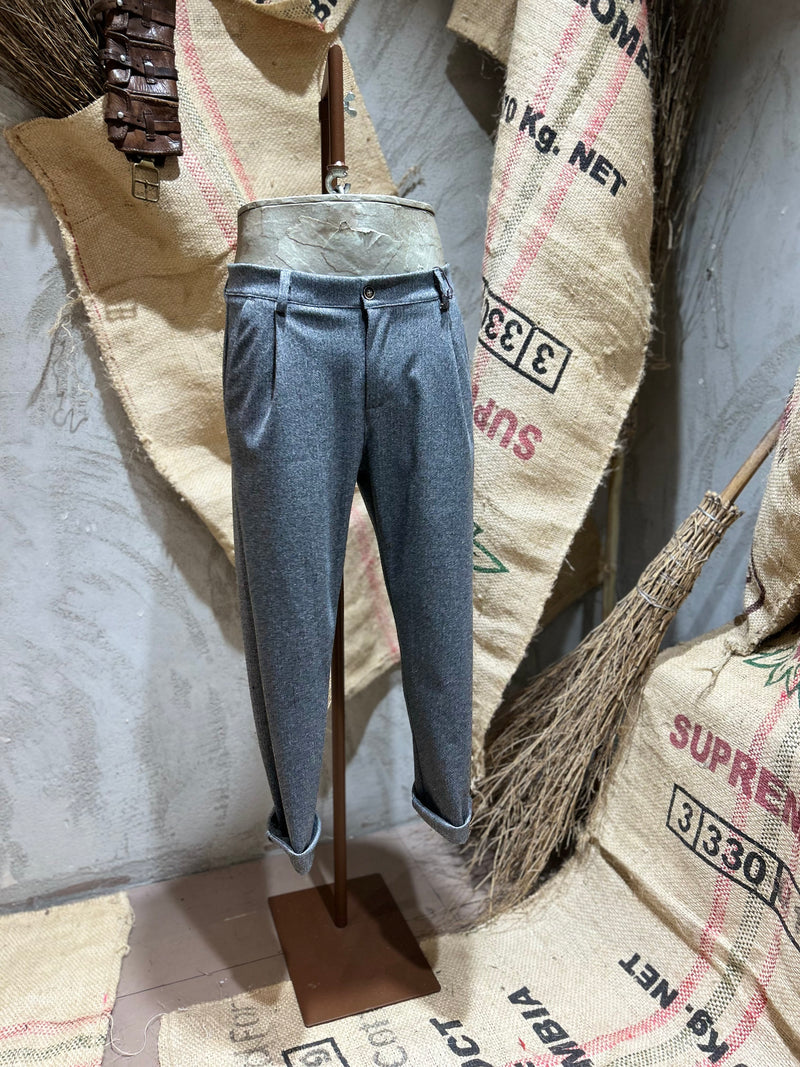 PANTALONI PIED DE POULE - GRIGIO