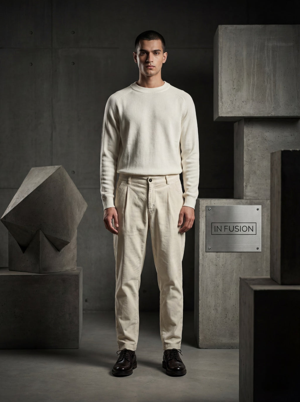 PANTALONI IN VELLUTO TAGLIO CLASSICO - PANNA