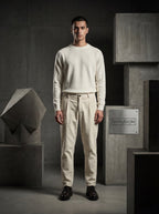 PANTALONI IN VELLUTO TAGLIO CLASSICO - PANNA