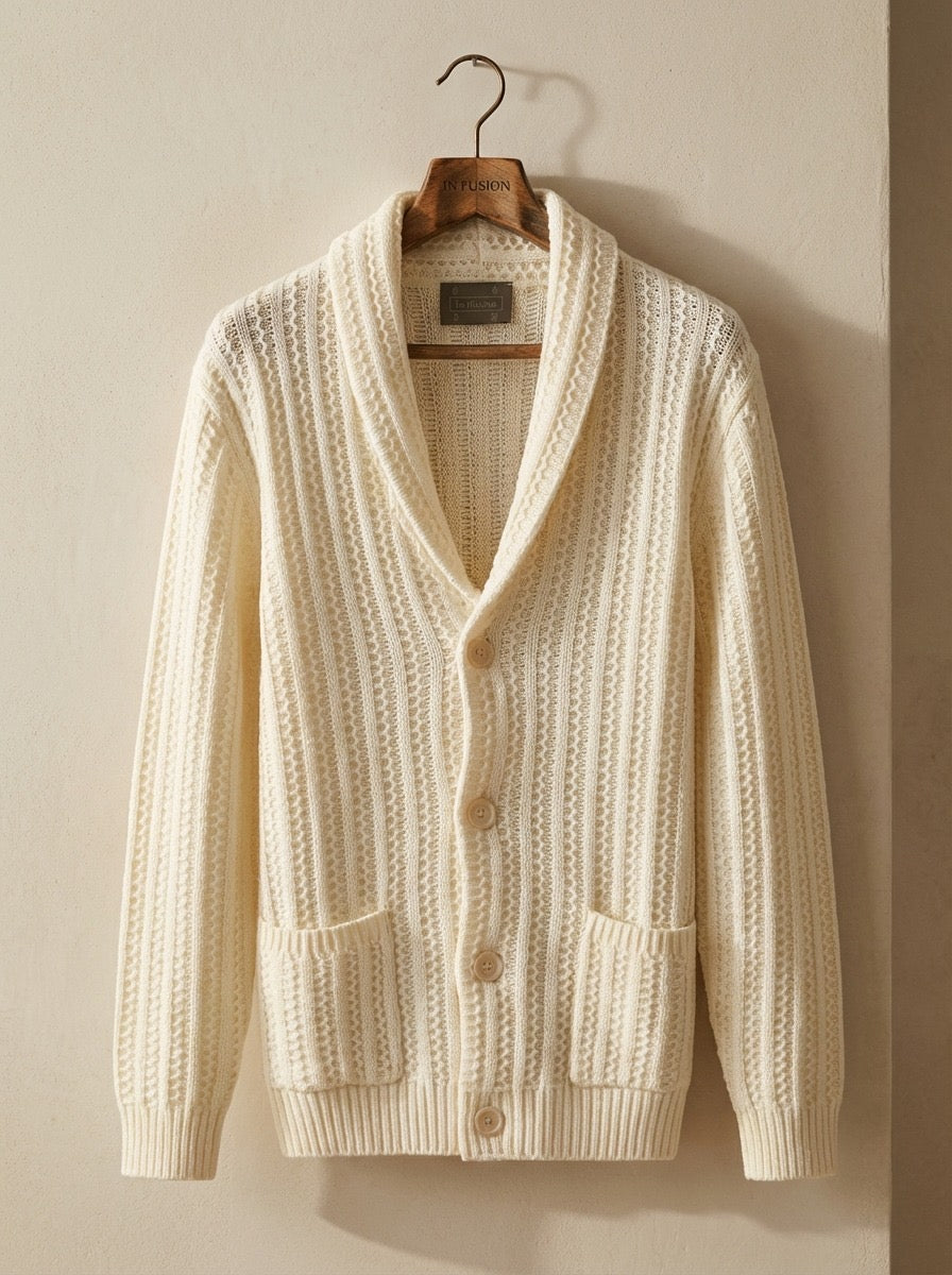 CARDIGAN COLLO SCIALLATO - PANNA,BEIGE