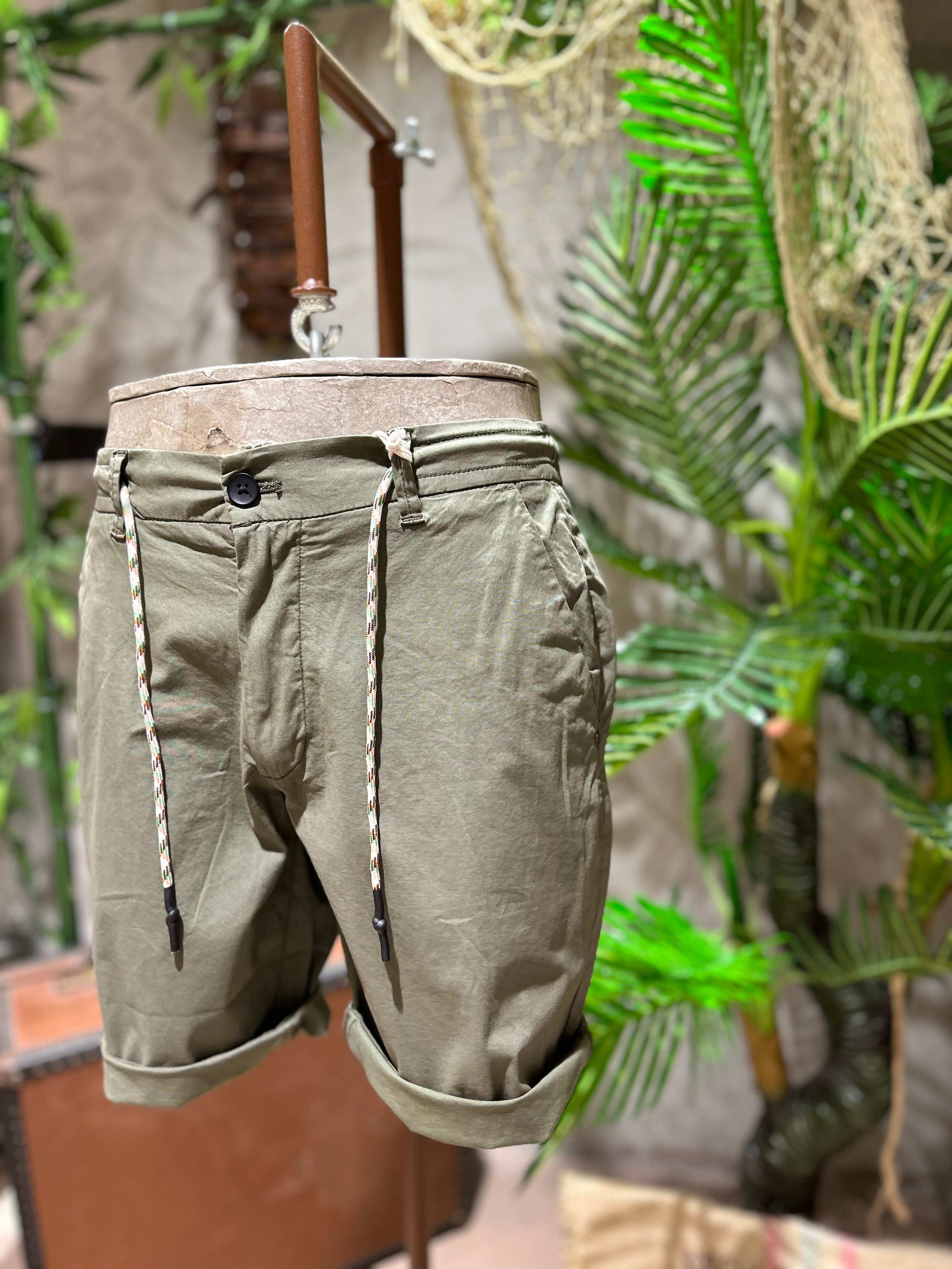 SHORTS IN COTONE - VERDE, BEIGE