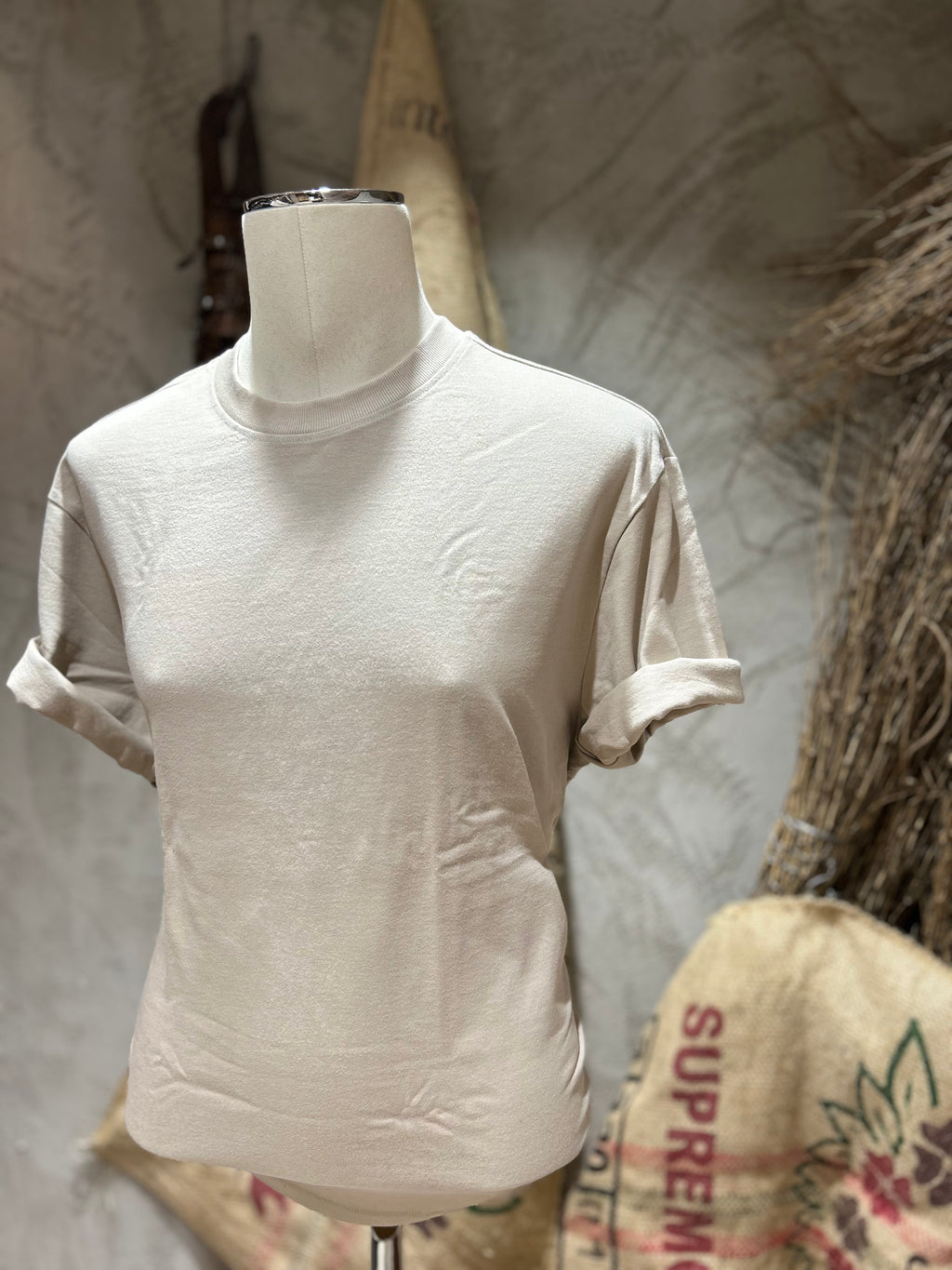 T-SHIRT BASIC - BIANCO-SABBIA-NERO