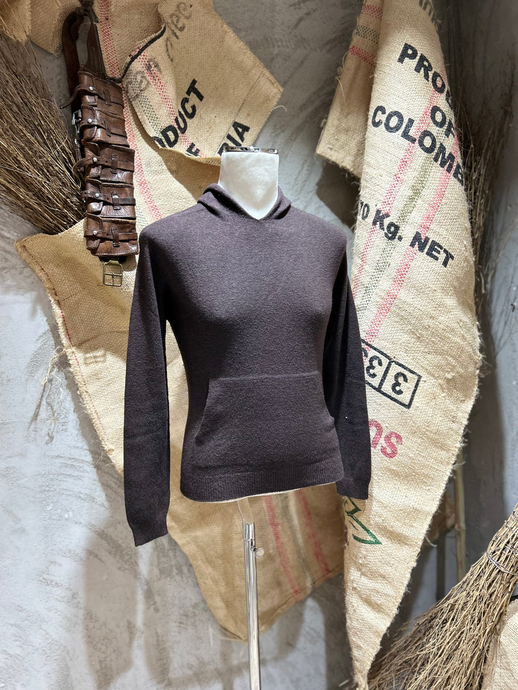 MAGLIA CON CAPPUCCIO - MORO,OCRA