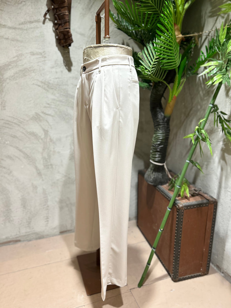 PANTALONI CON PINCES - BEIGE