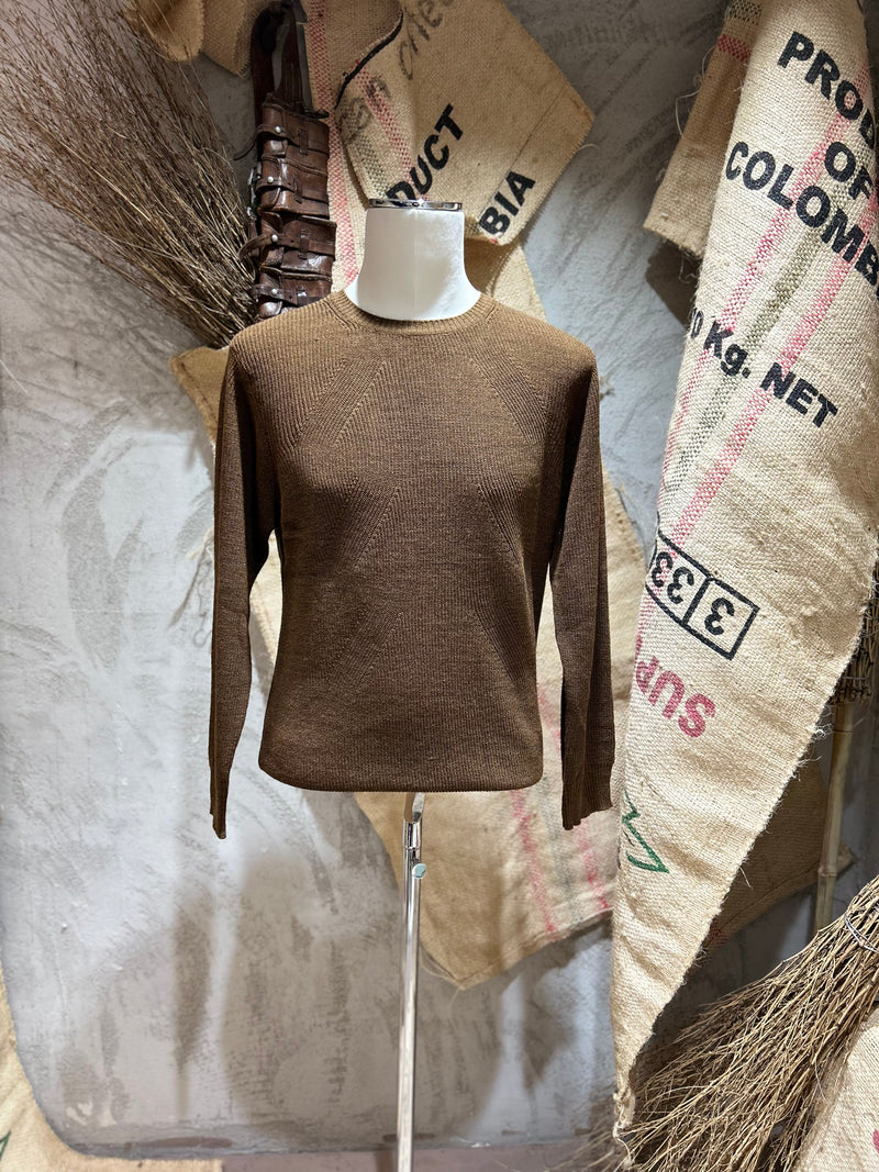 MAGLIA GIROCOLLO - TABACCO,BEIGE