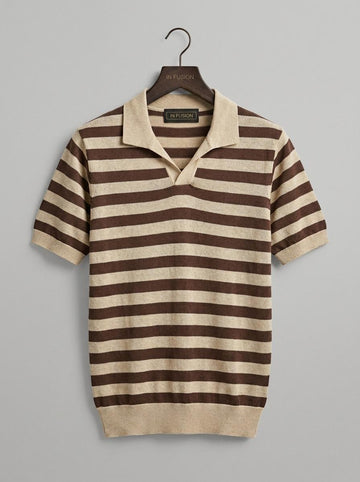 Parigi — Polo in Cotone Derby Senza Bottoni | Maglieria Artigianale | Slim Fit | Made in Italy