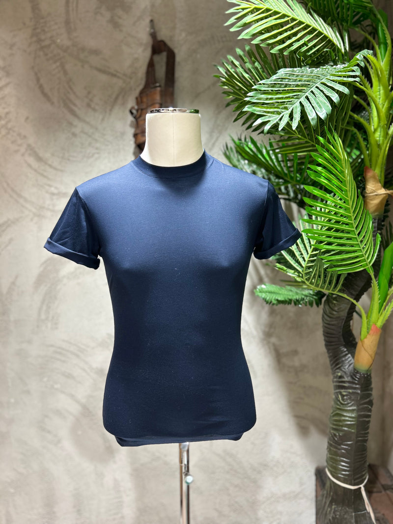 T-SHIRT IN FILO DI SCOZIA - BLU,BIANCO,NERO