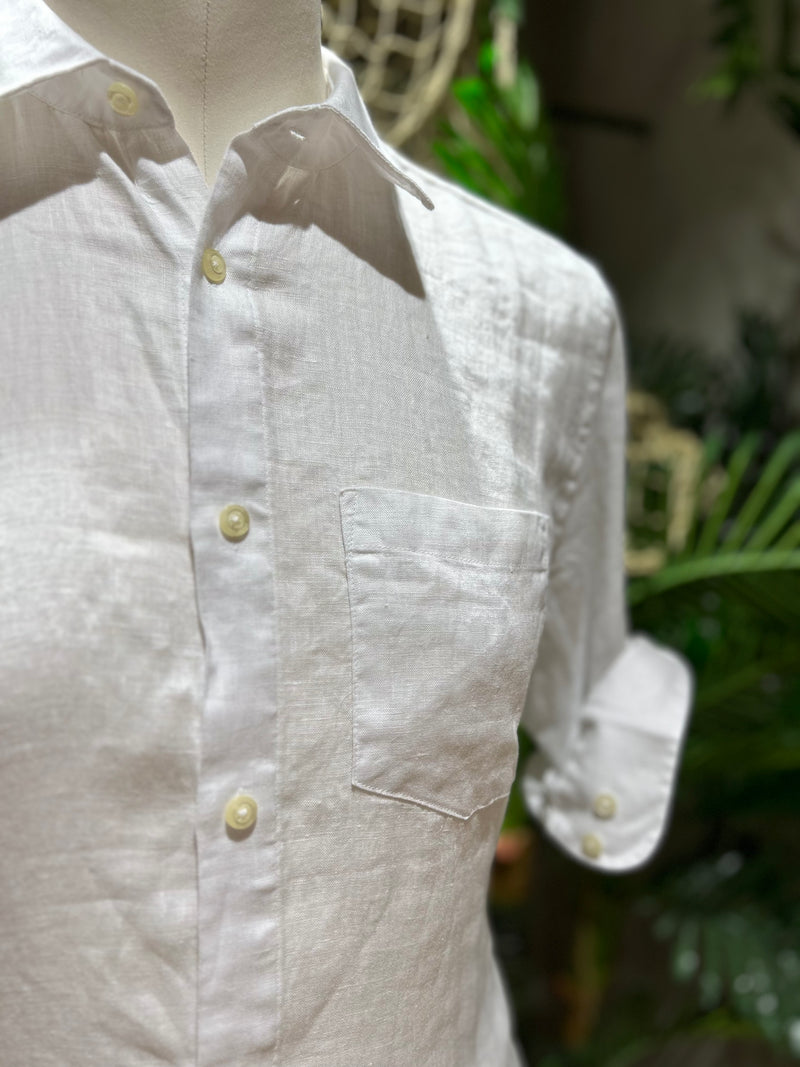 CAMICIA POCKET IN LINO  - BIANCO