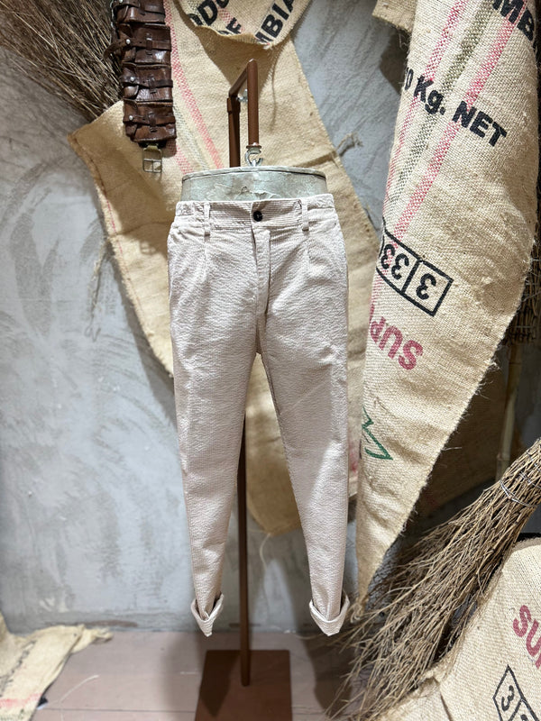 PANTALONI IN VELLUTO - BEIGE