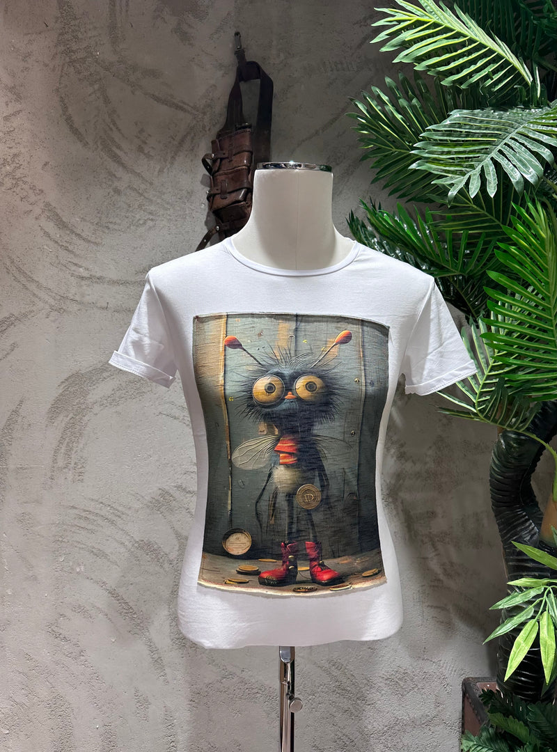 T-SHIRT STAMPA MOSCA - BIANCO