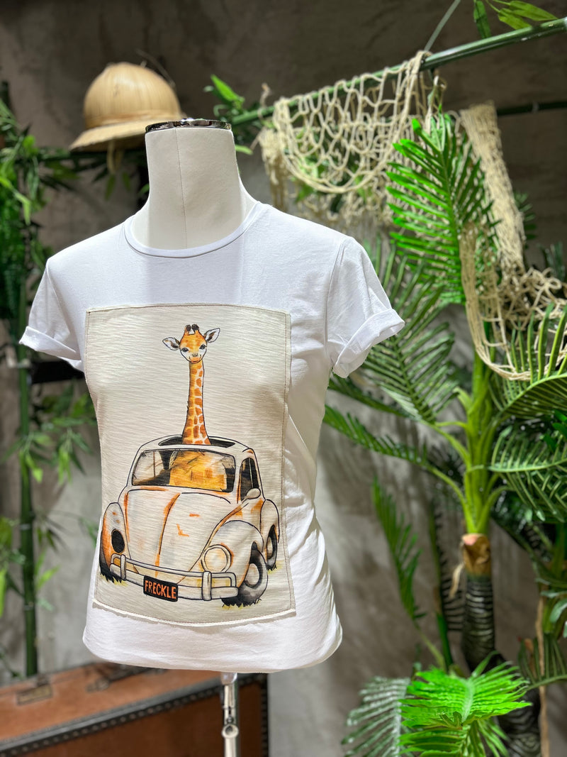 T-SHIRT STAMPA GIRAFFA - BIANCO