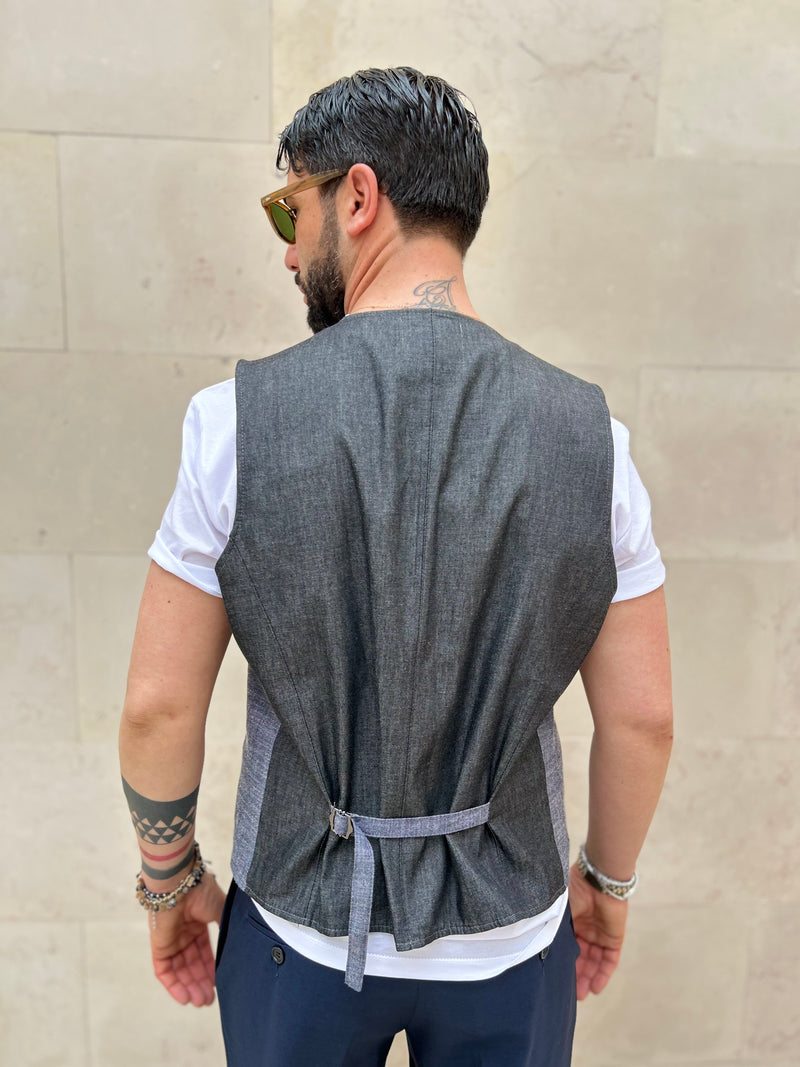 GILET MICROFANTASIA - VERDE,BLU
