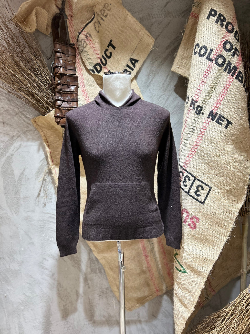 MAGLIA CON CAPPUCCIO - MORO,OCRA