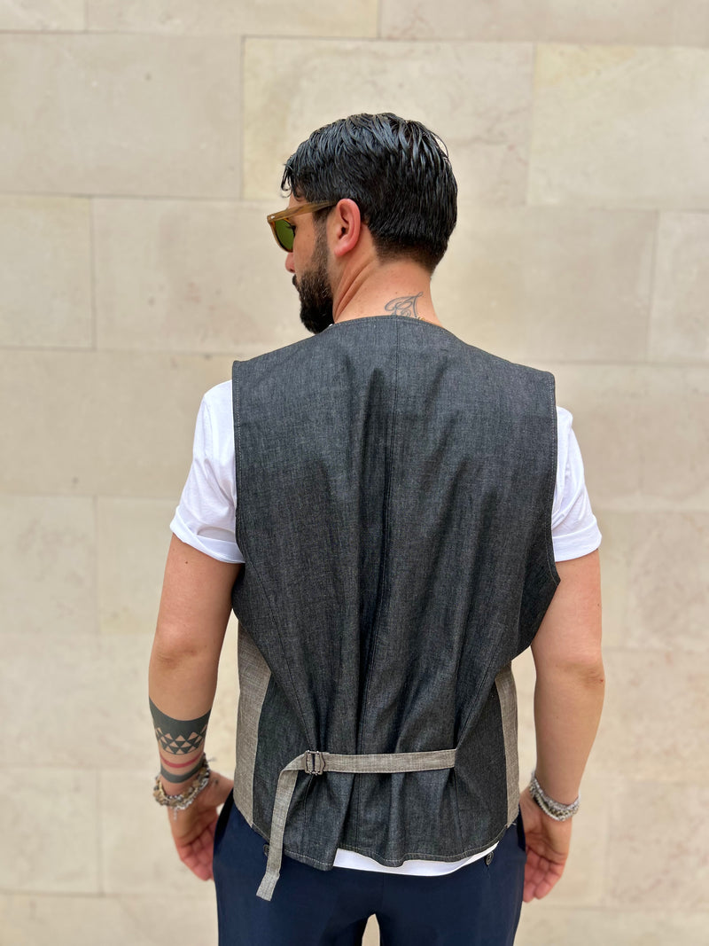 GILET MICROFANTASIA - VERDE,BLU