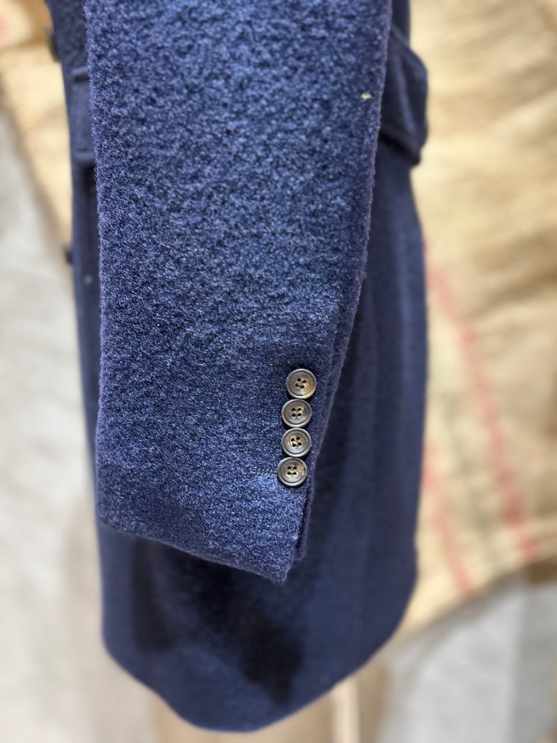 CAPPOTTO DOPPIOPETTO BOUCLE' - BLU NAVY