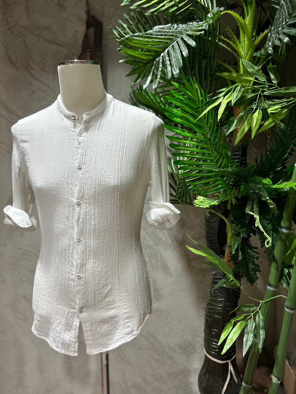 CAMICIA CON TRAMA - BIANCA