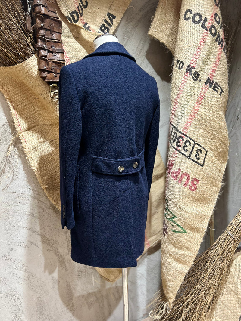 CAPPOTTO DOPPIOPETTO BOUCLE' - BLU NAVY