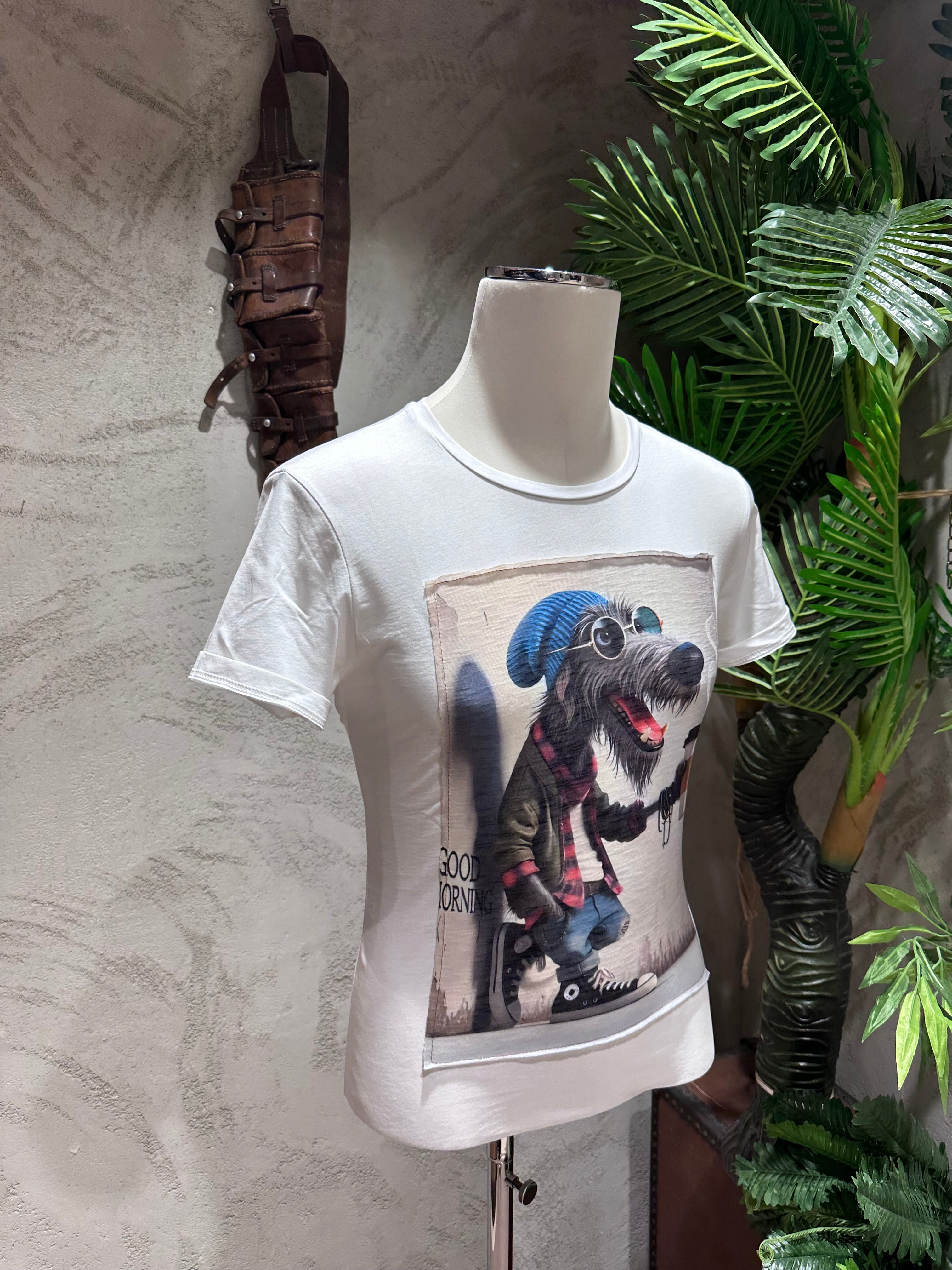 T-SHIRT STAMPA DOG - BIANCO