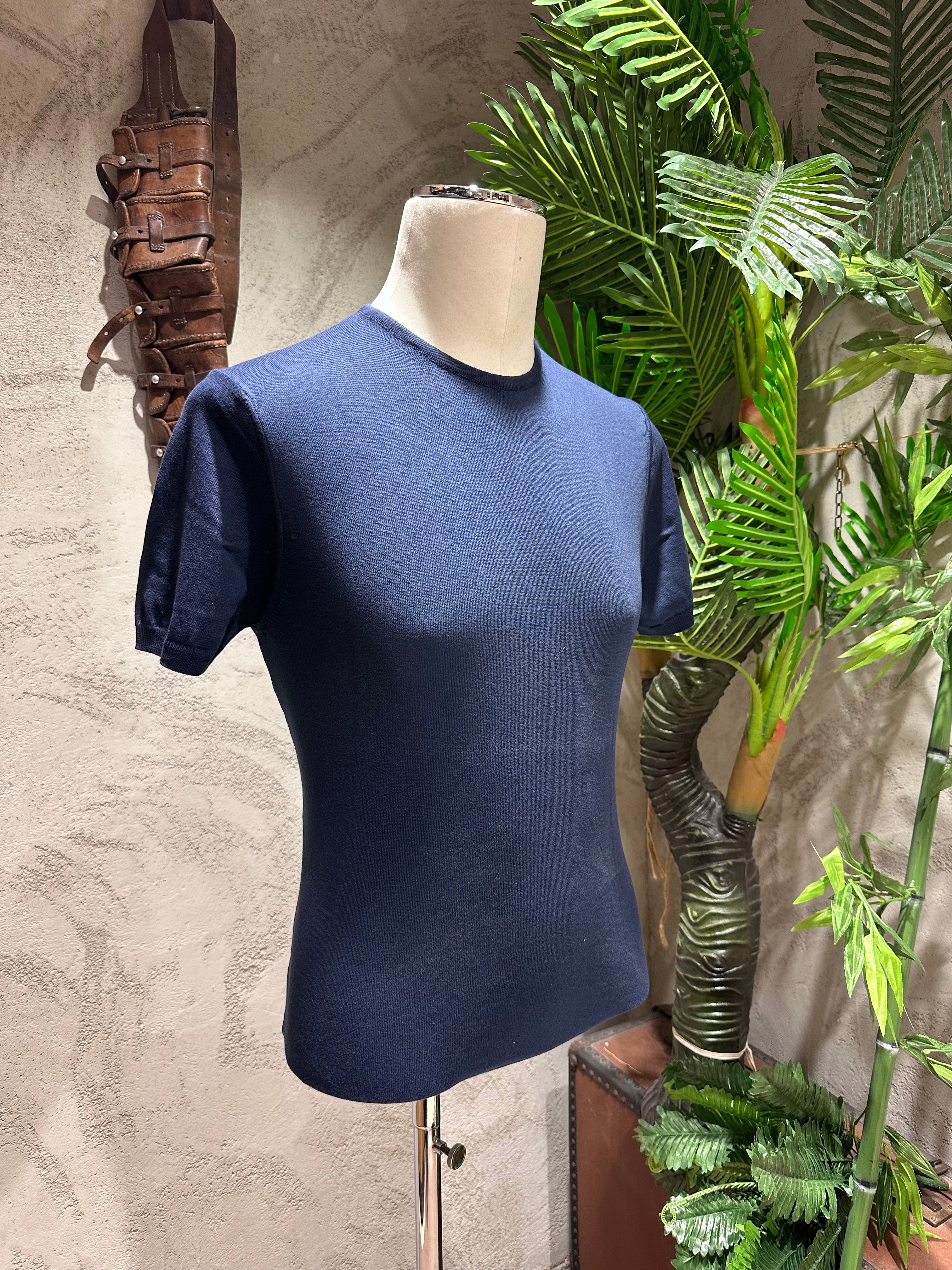 MAGLIA GIROCOLLO - CACAO, SABBIA, BLU, TEGOLA