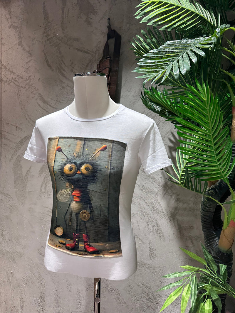 T-SHIRT STAMPA MOSCA - BIANCO