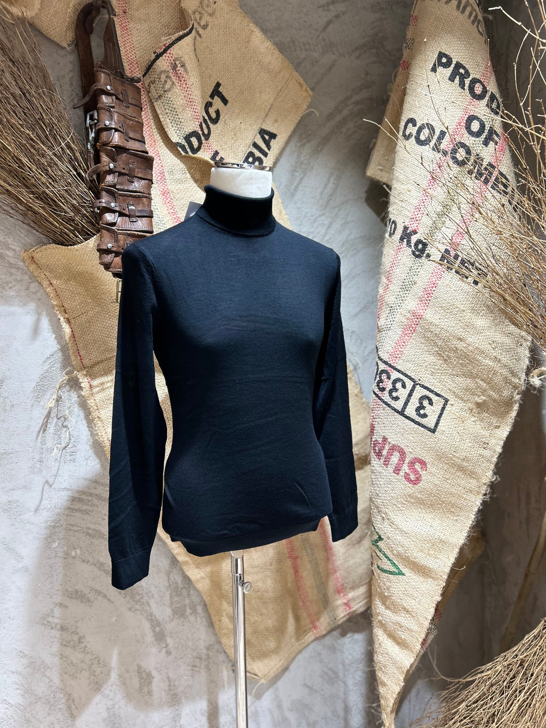 WOOL TURTLENECK - GRAY - BLACK