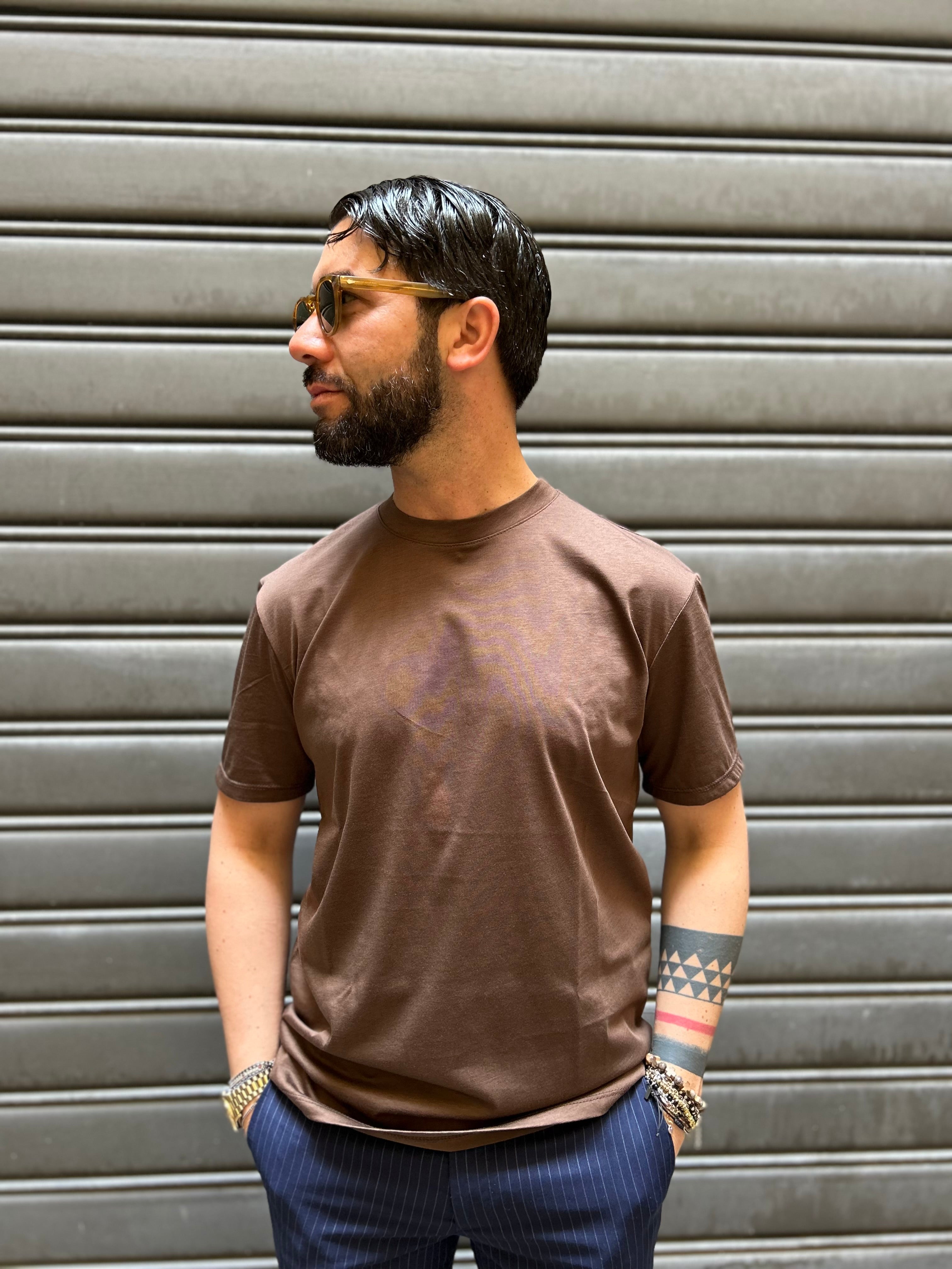 T-SHIRT IN FILO DI SCOZIA - BLU, BIANCO, NERO, MORO, BEIGE, VERDE