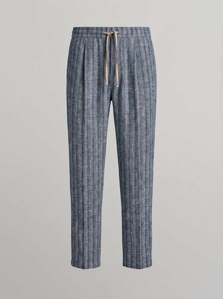 Pagoda - Pantalone in Cotone Lino Garzato con Retro in Cotone Made in Italy