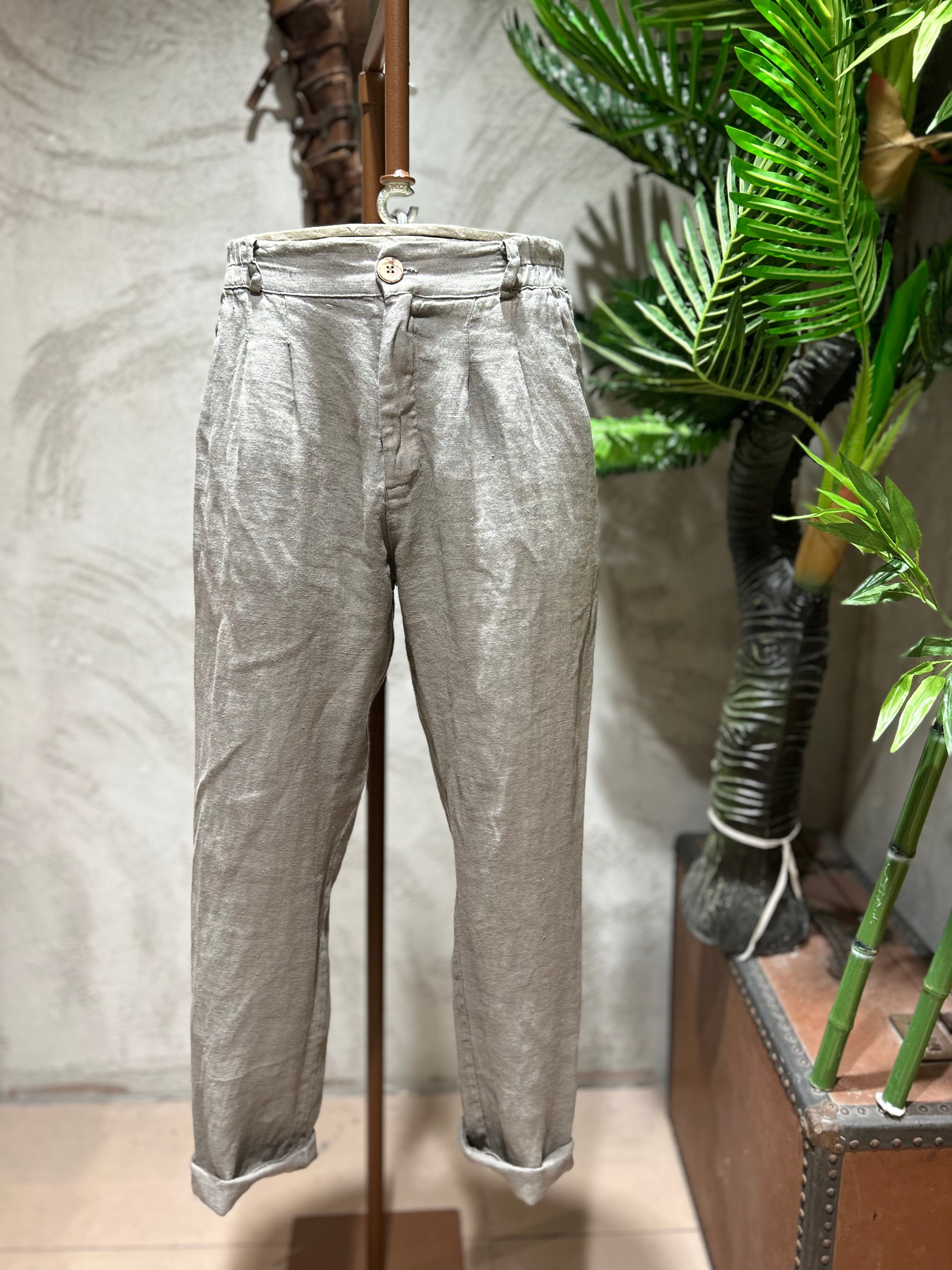 PANTALONI IN PURO LINO -  FANGO,BLU,TABACCO,SABBIA,NERO,BIANCO