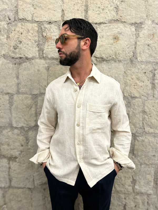 CAMICIA FLOWERS - BEIGE