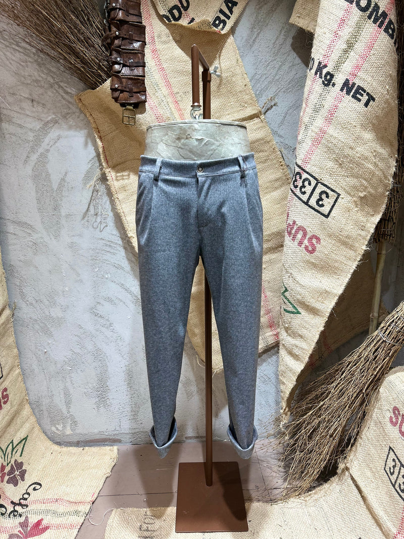 PANTALONI PIED DE POULE - GRIGIO