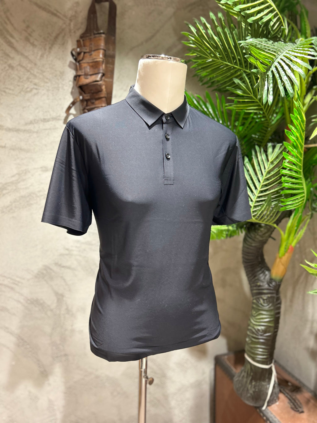 POLO IN TESSUTO TECNICO - BLU NAVY,NERO