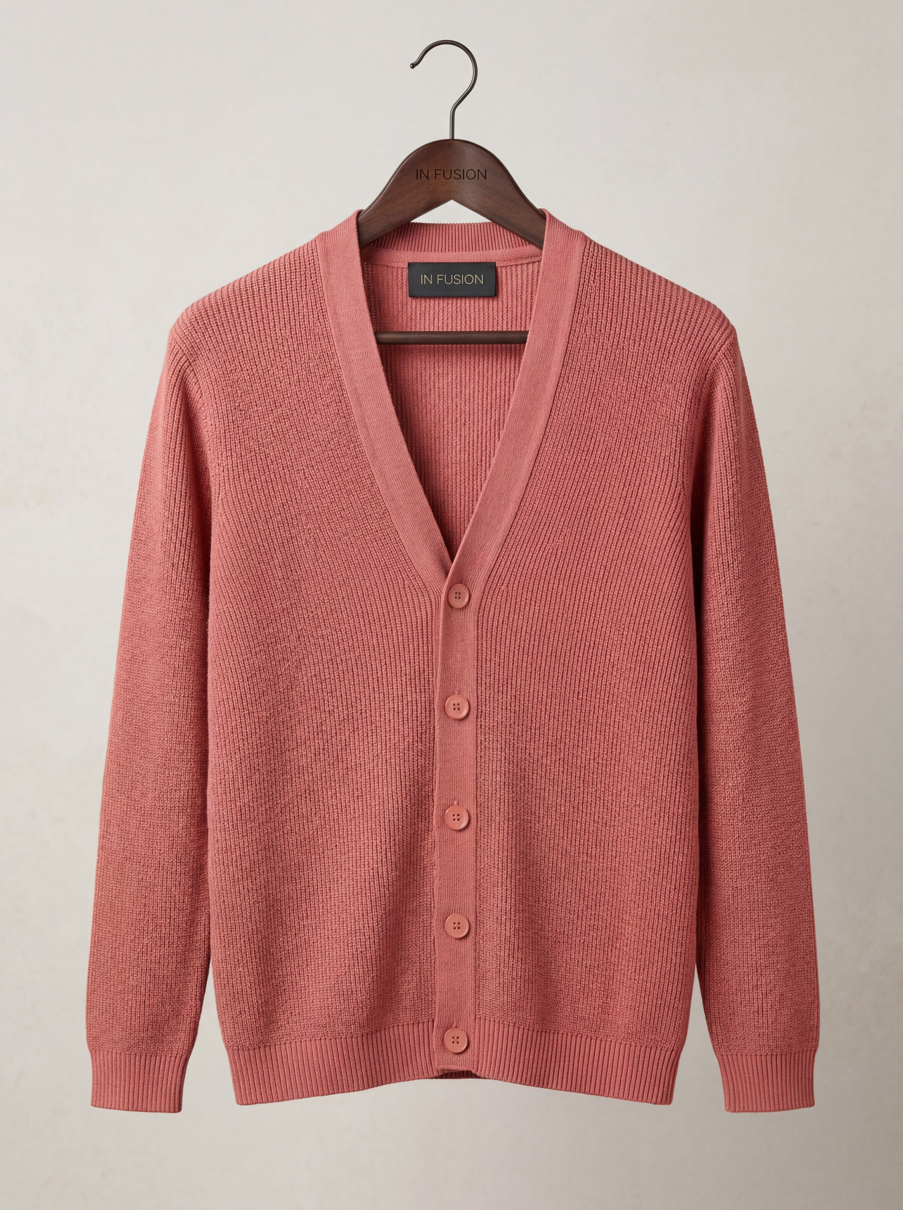 RIB KNIT V-NECK CARDIGAN