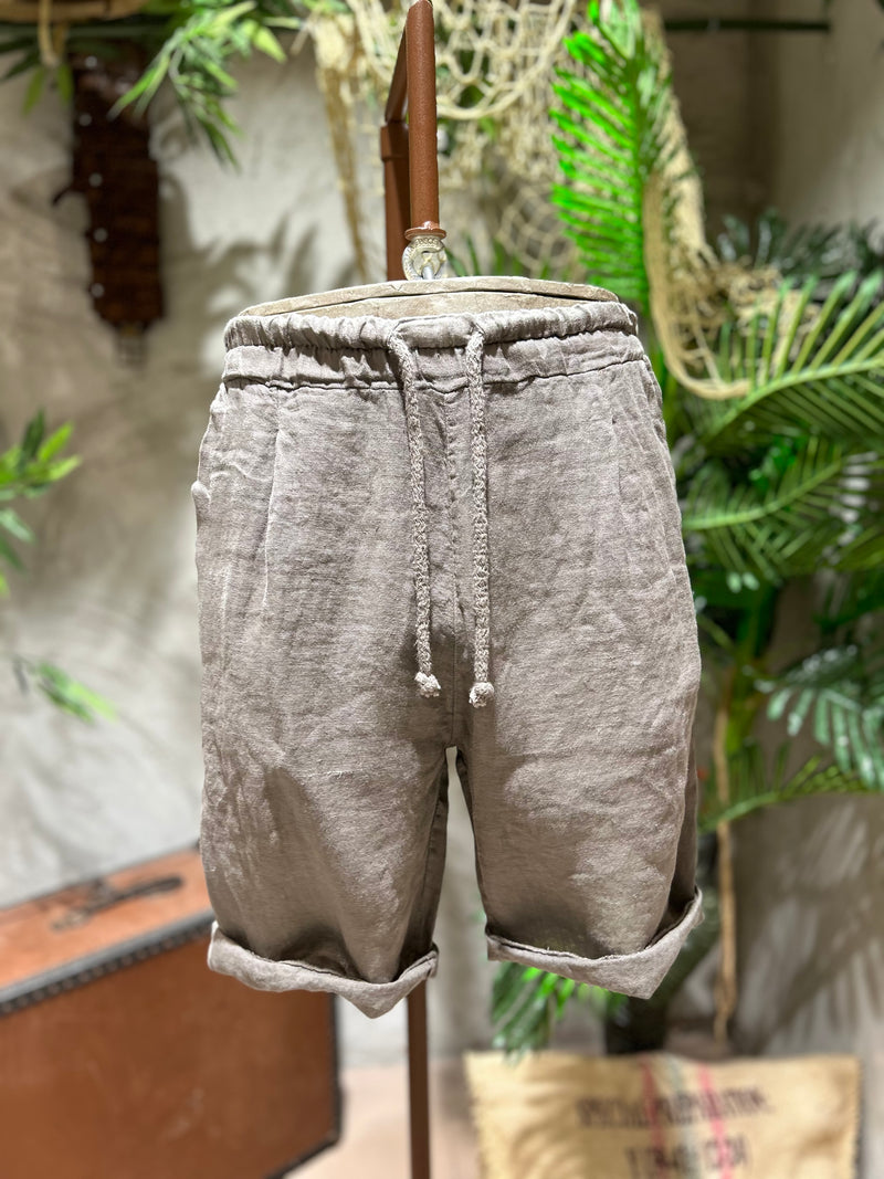 SHORTS IN LINO - BIANCO, BLU, SABBIA, FANGO