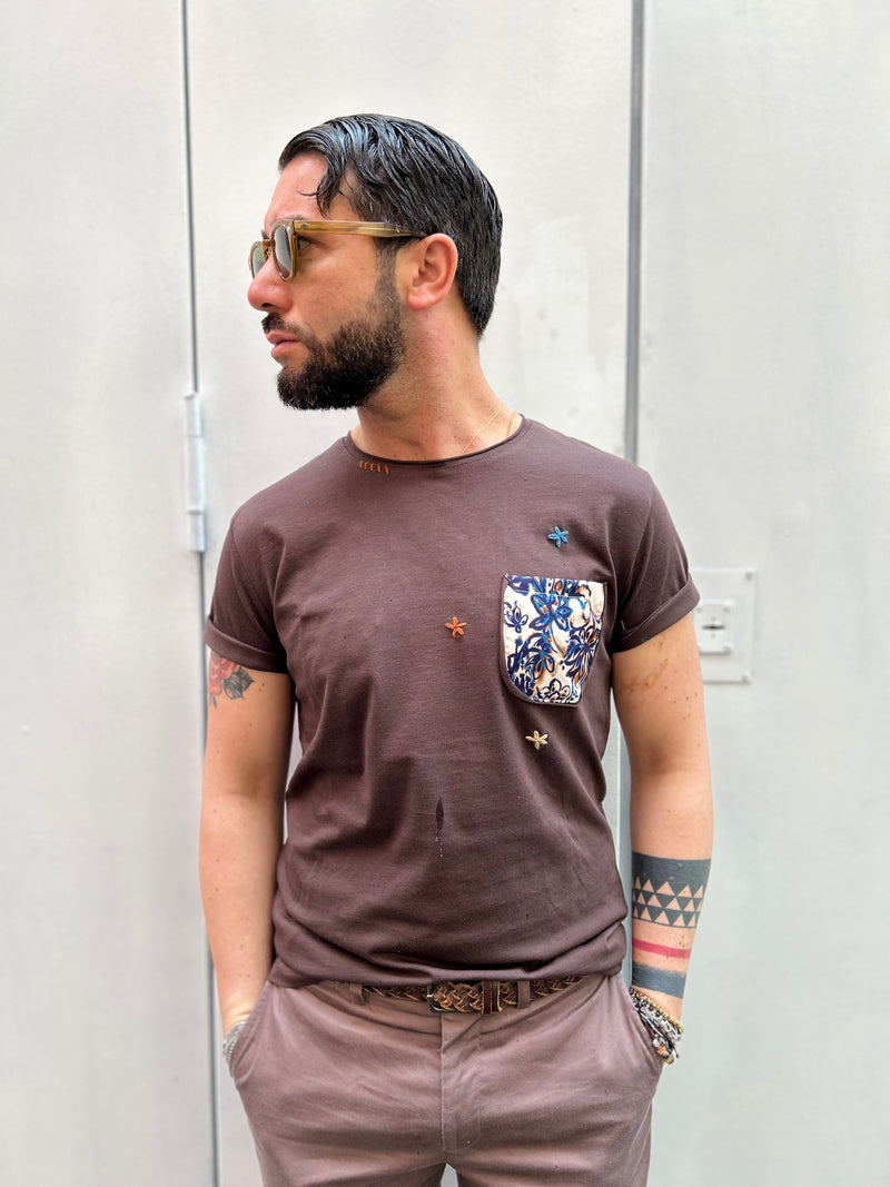 T-SHIRT TASCHINO - BIANCO,MORO,BLU