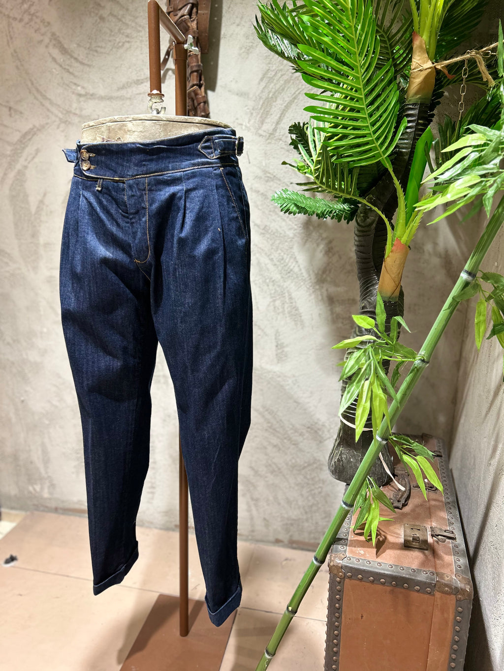 DENIM CON FIBBIE -DARK NAVY