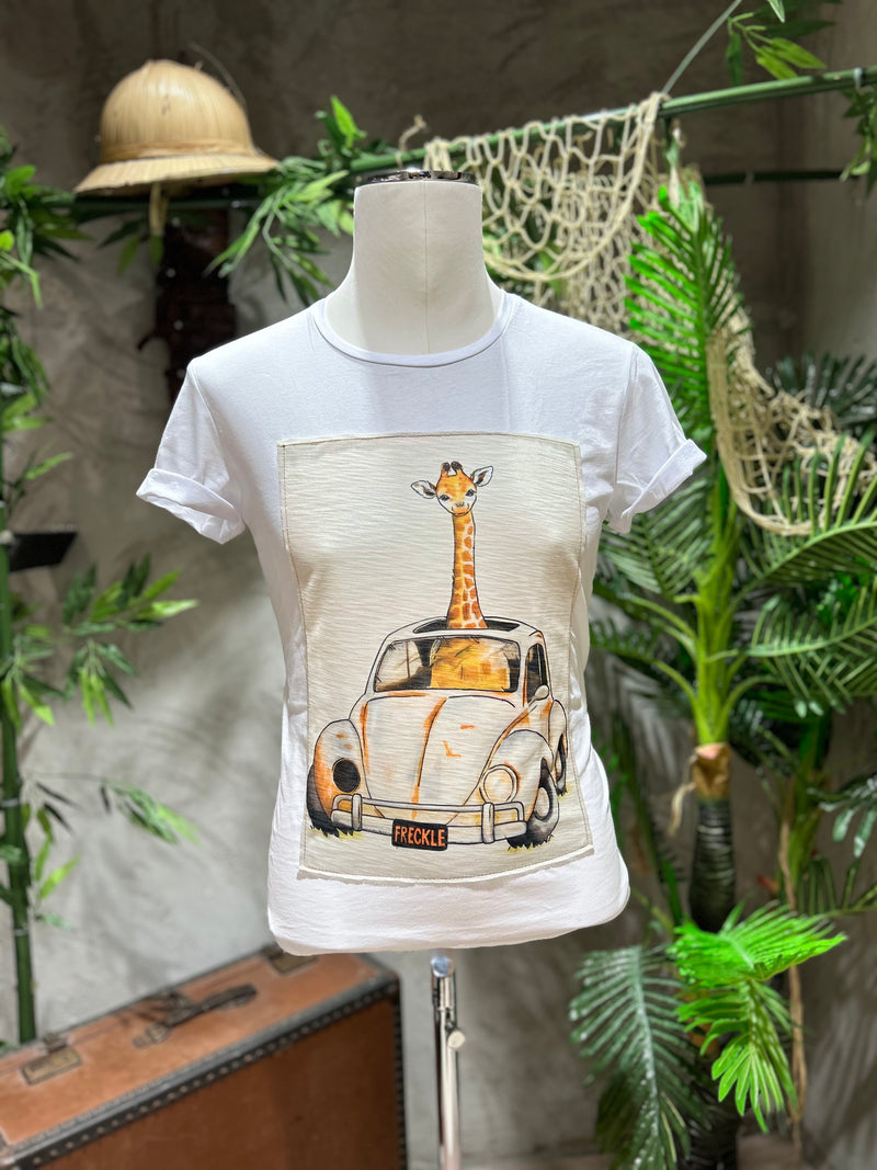 T-SHIRT STAMPA GIRAFFA - BIANCO