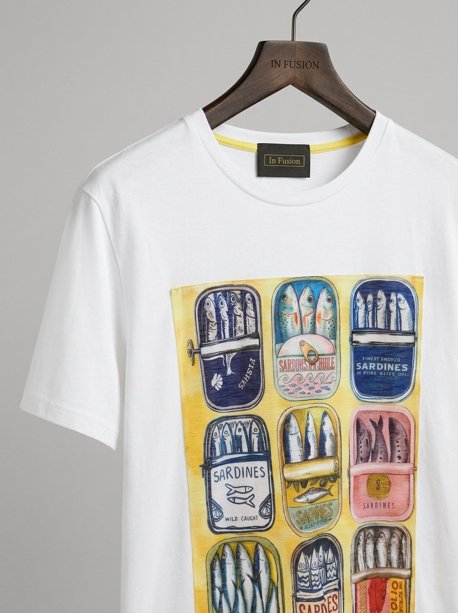 Sardine — T-Shirt 100% Cotone Stampa Alta Definizione Made in Italy