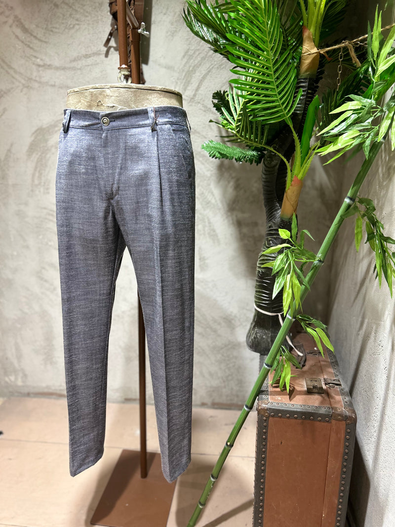 PANTALONI MICROFANTASIA - GRIGIO,BLU