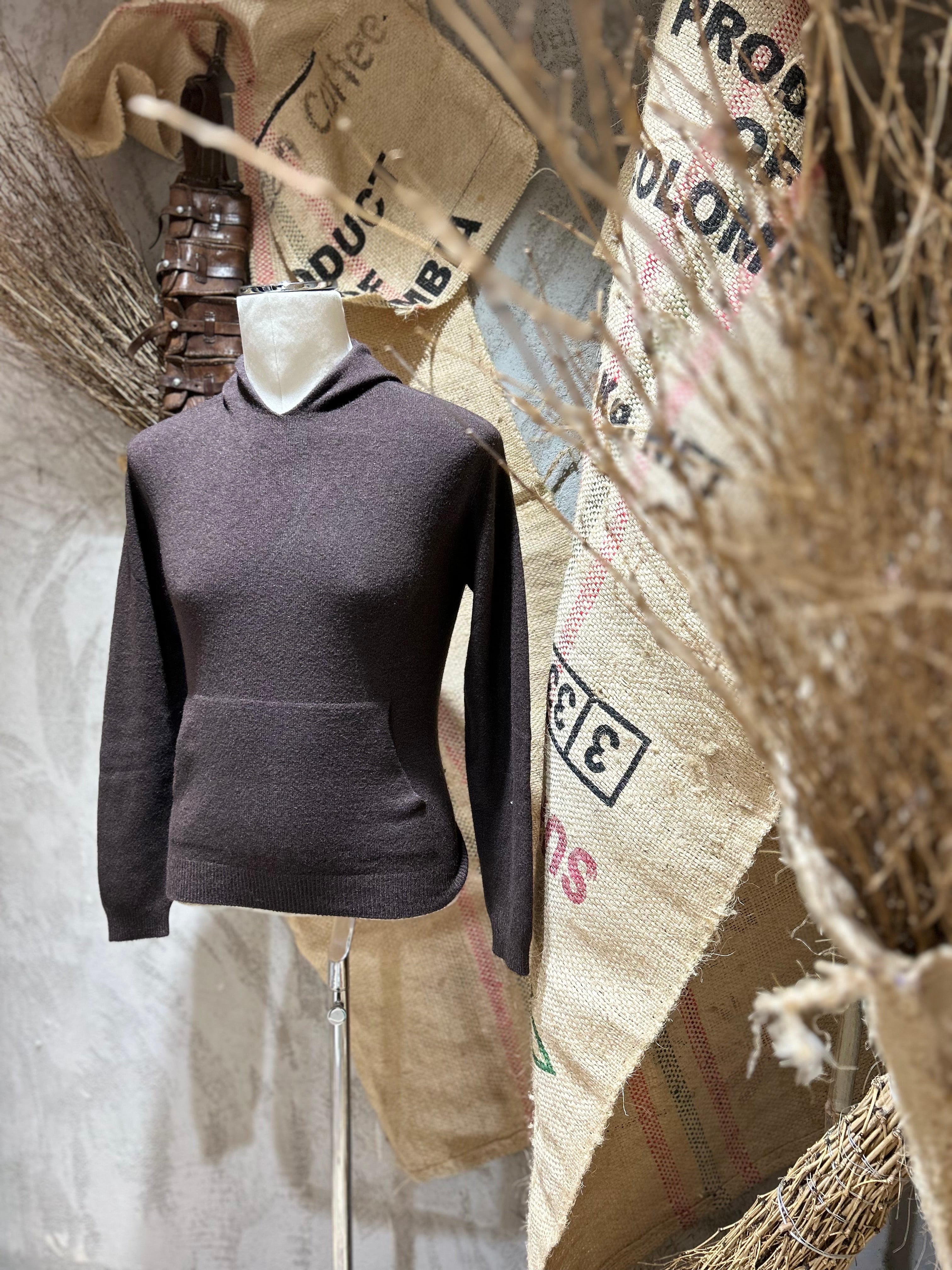 MAGLIA CON CAPPUCCIO - MORO,OCRA