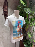 T-SHIRT STAMPA CHICKEN - BIANCO