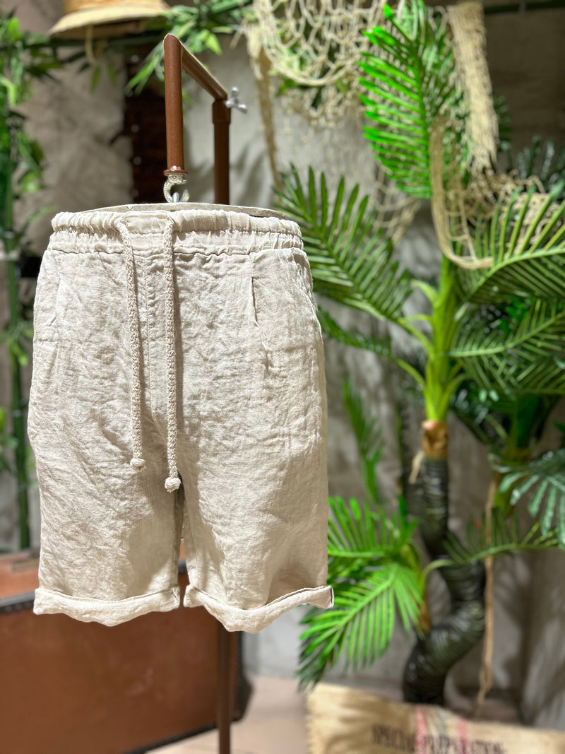 SHORTS IN LINO - BIANCO, BLU, SABBIA, FANGO