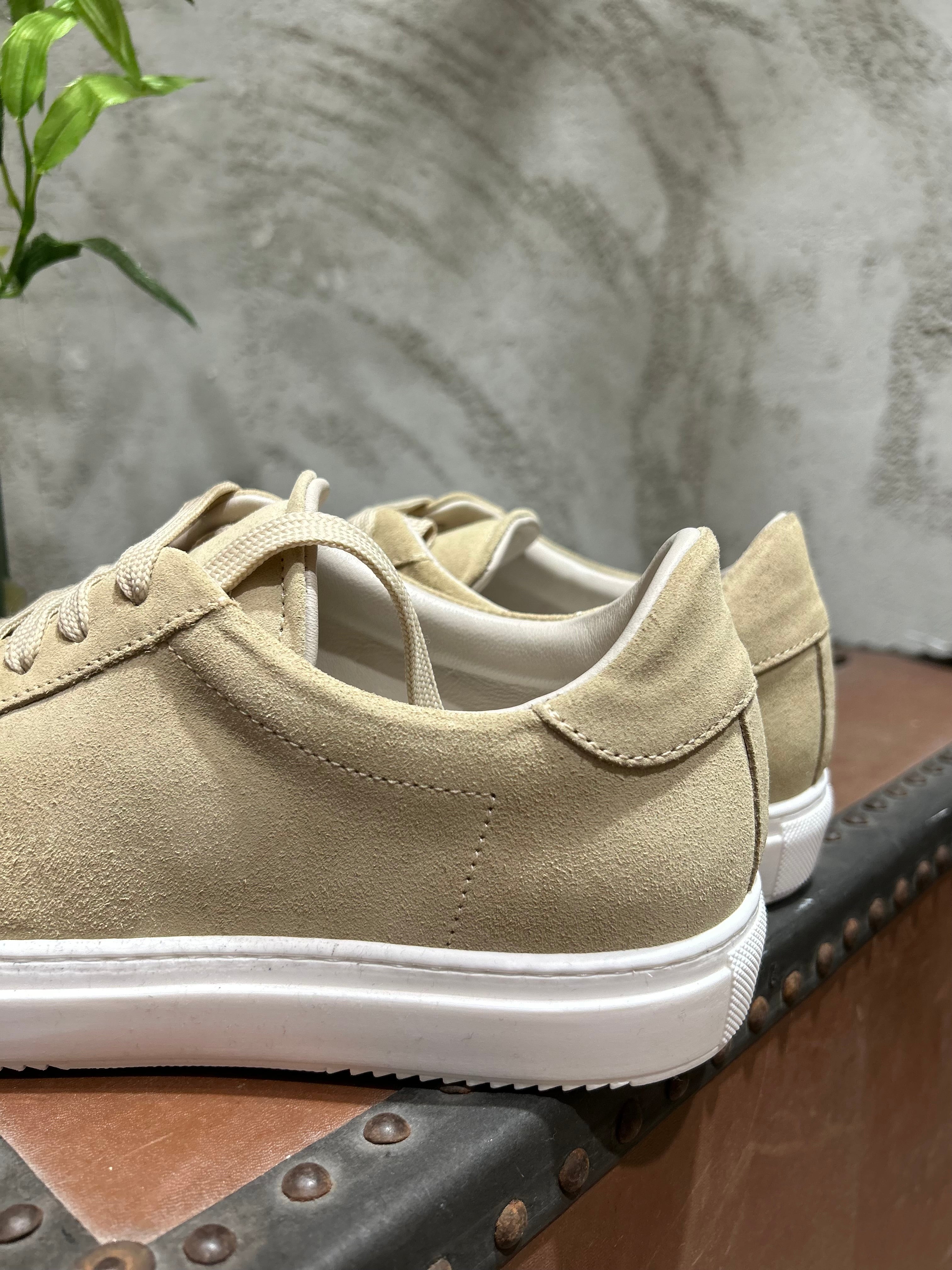SNEAKERS IN PELLE  - SABBIA, BIANCO