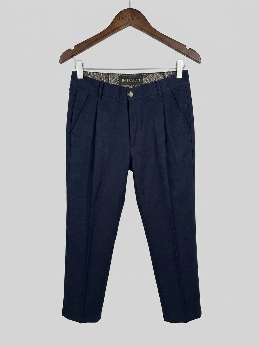 Deserto — Pantalone Carrot Fit in Cotone con Fodera in Viscosa Stampata | Made in Italy