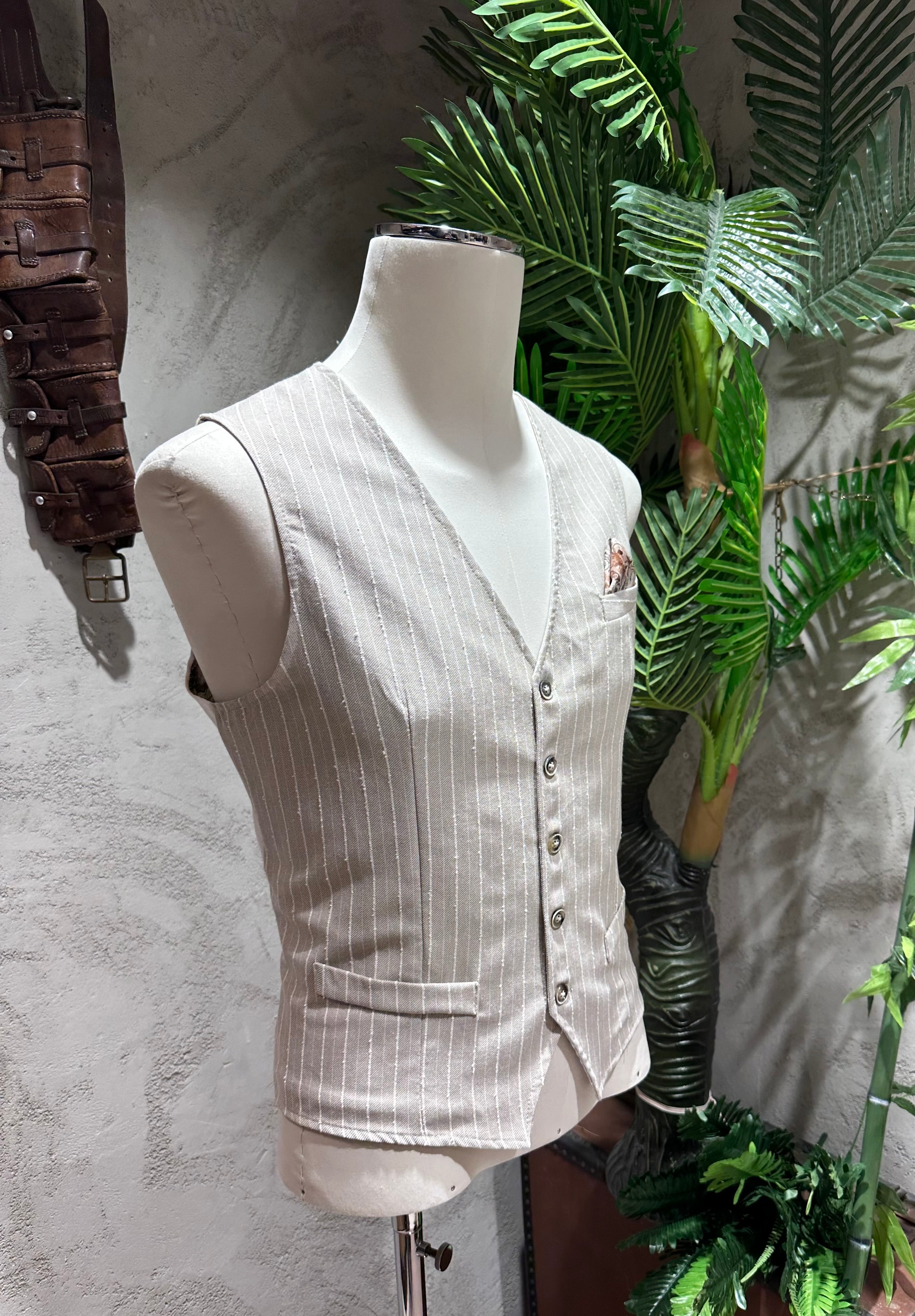 GILET STRIPES - BEIGE