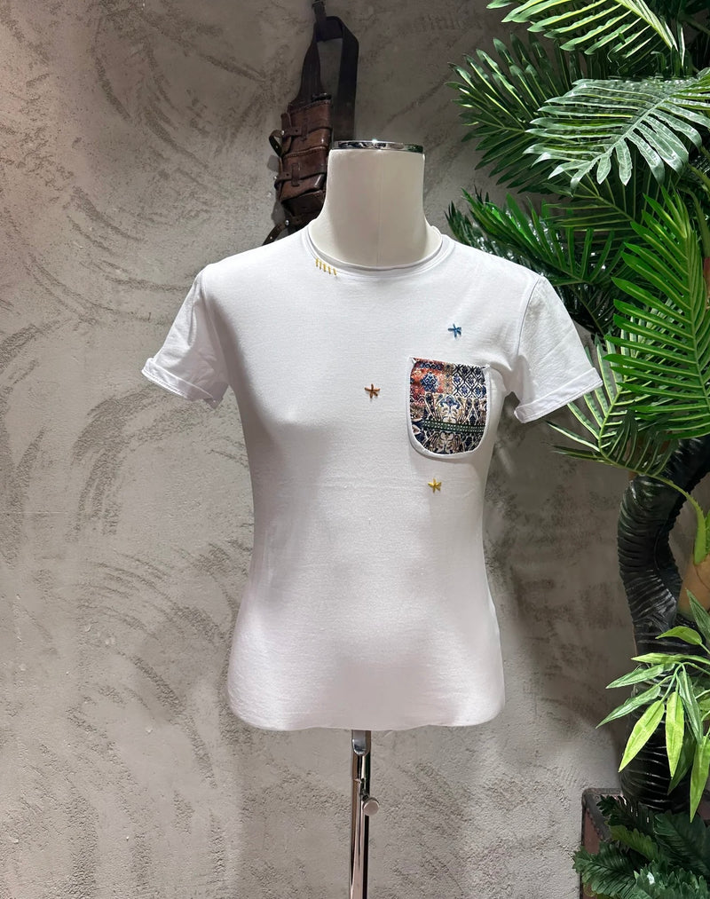T-SHIRT TASCHINO - BIANCO,MORO,BLU