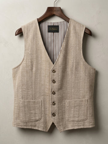 Tulum — Gilet in Lino Garzato con Retro in Cotone | Made in Italy