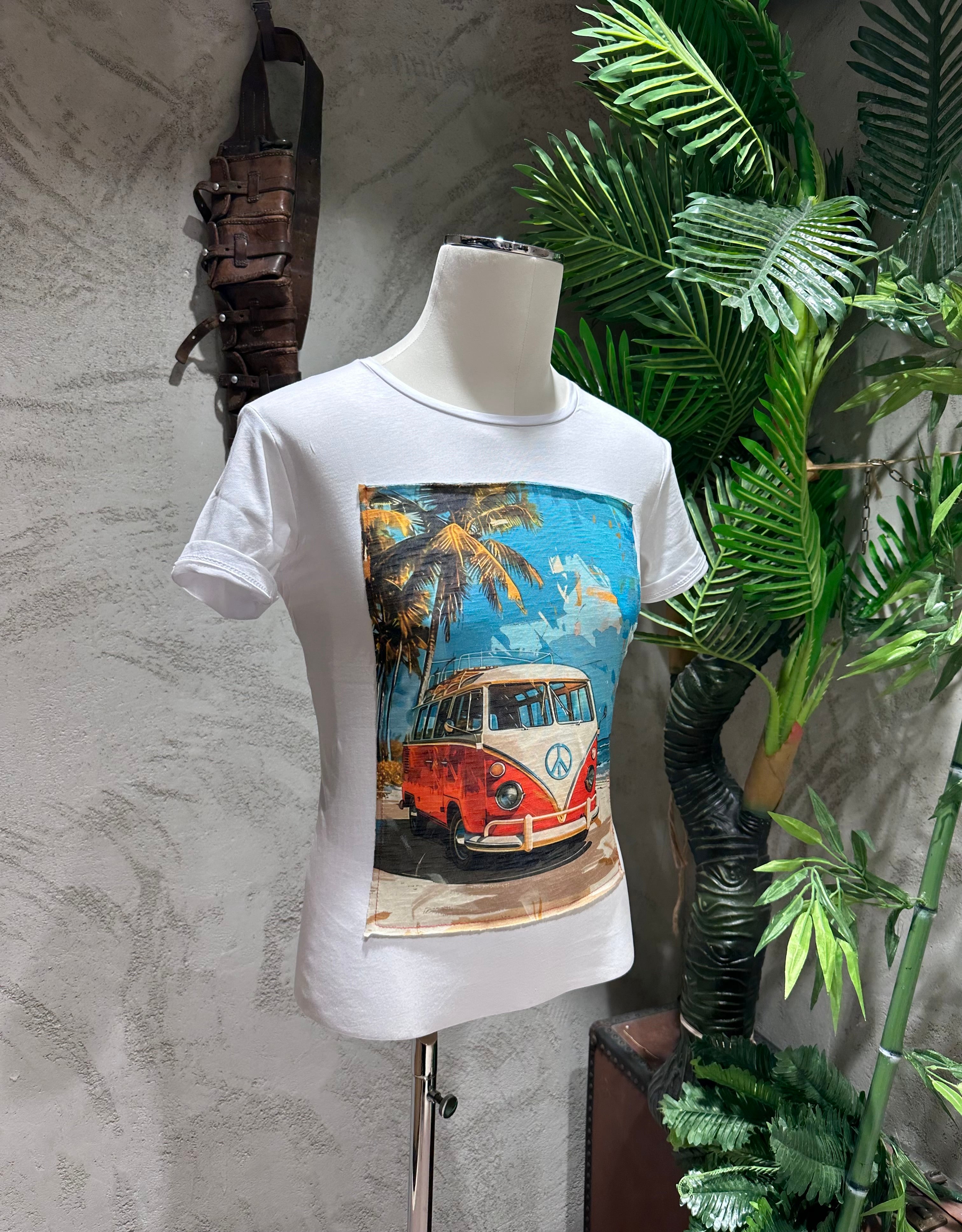 T-SHIRT STAMPA BUS - BIANCO