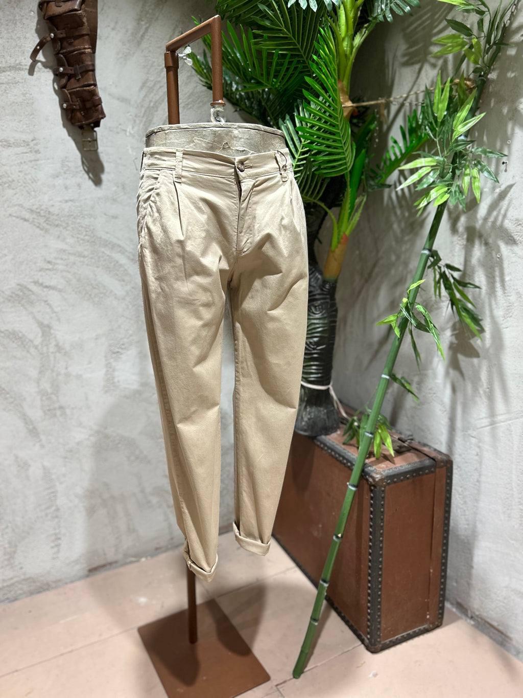 PANTALONI IN COTONE - PANNA,SABBIA,BLU