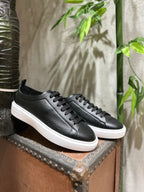 SNEAKERS IN PELLE - NERO